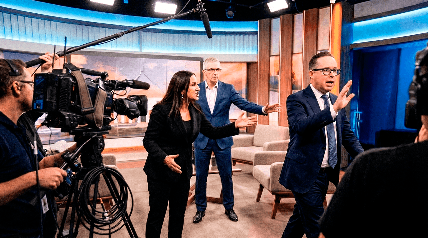 Australian television studio segment about household finances
