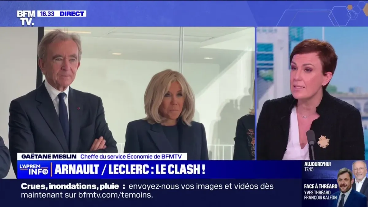 Capture BFM TV du clash entre Bernard Arnault et Michel-Edouard Leclerc