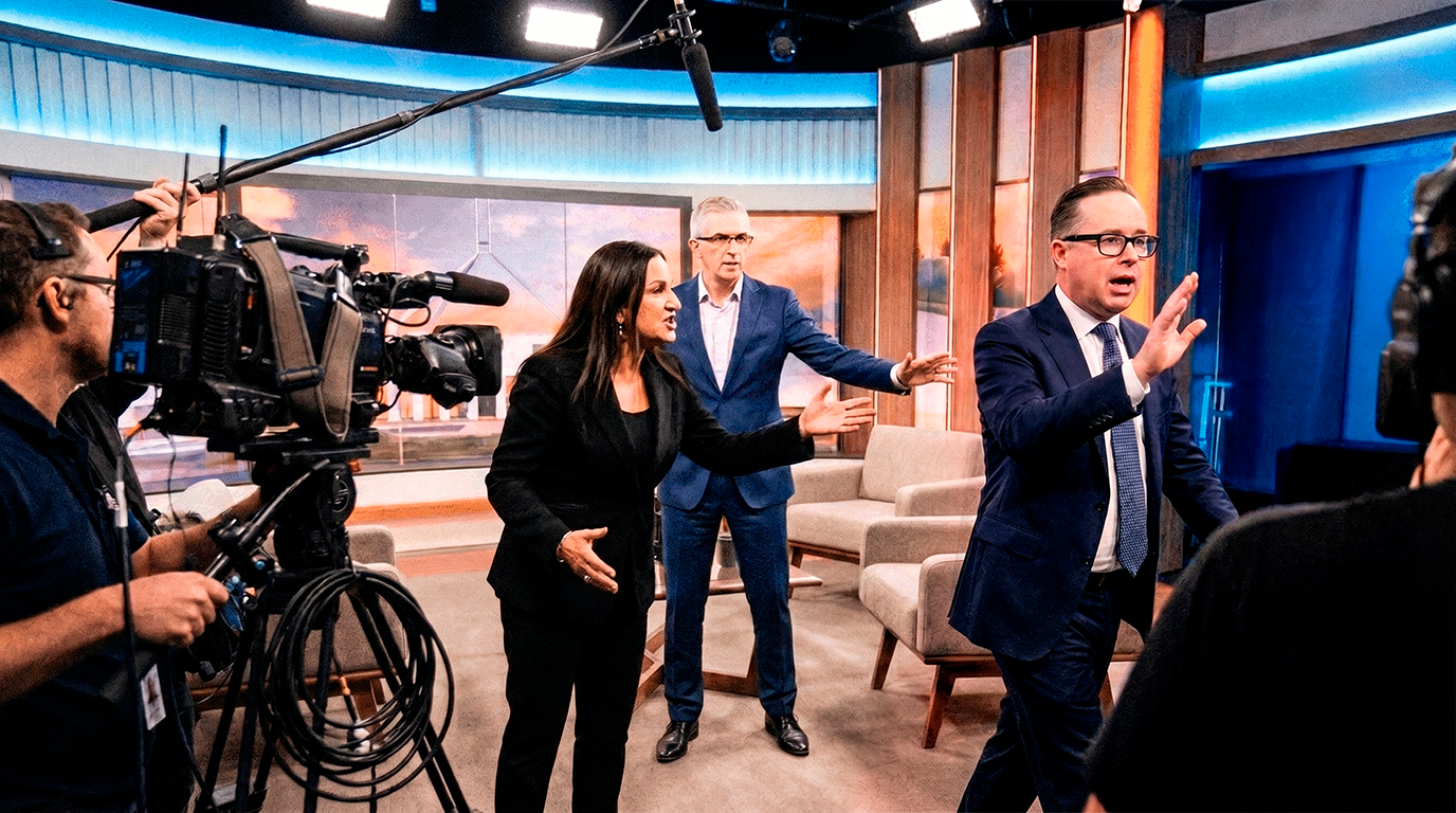 Australian television studio segment about household finances